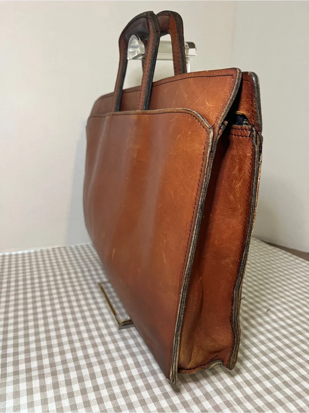 Vintage Schlesinger Brothers Brown Leather Briefcase / Portfolio 1970's-80's